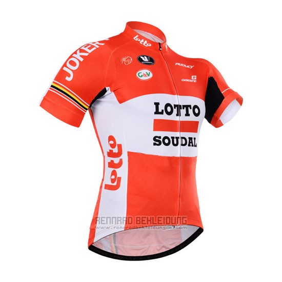 2015 Fahrradbekleidung Lotto Soudal Wei Rot Trikot Kurzarm und Tragerhose